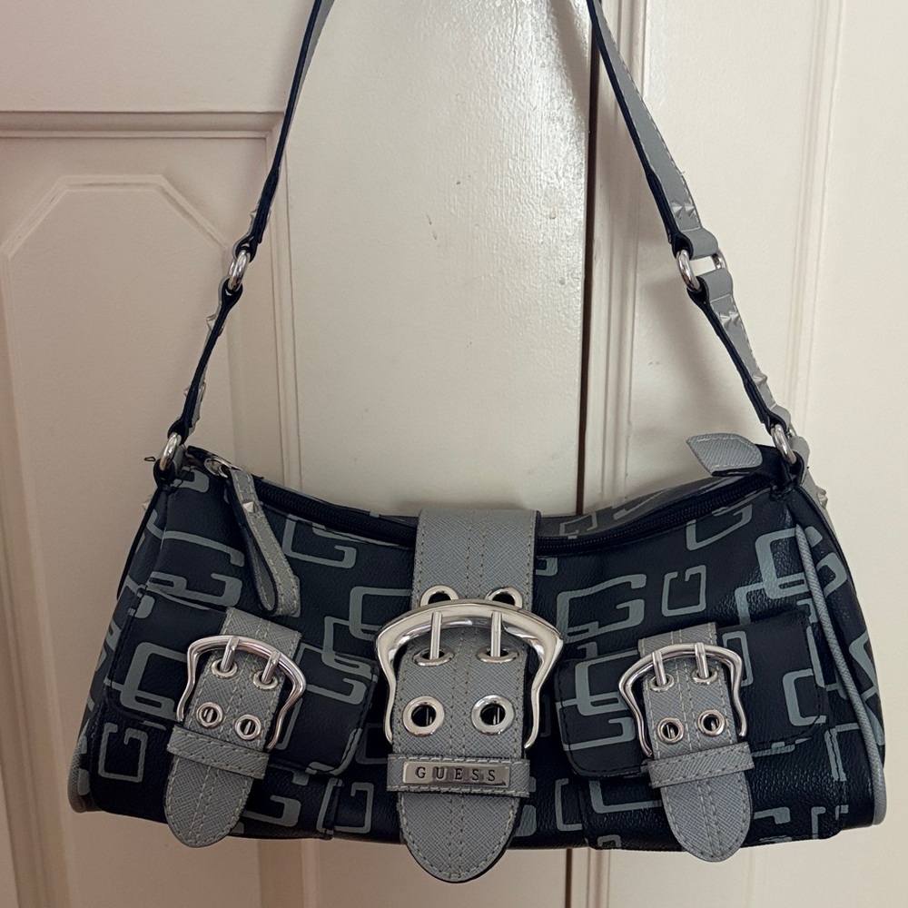 Guess Black and Gray Logo Shoulder Bag